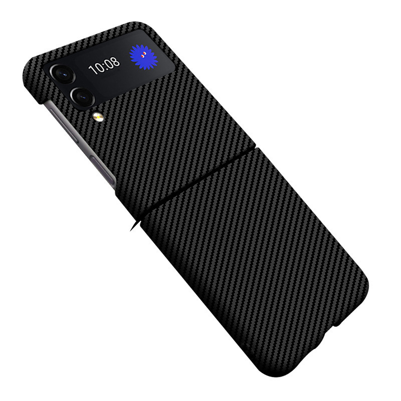 Compatible with Samsung Z Flip 7/6/5 phone cases, 4/3 carbon fiber texture, color blocking, ultra-thin, shockproof protective case, cross-border e-commerce.