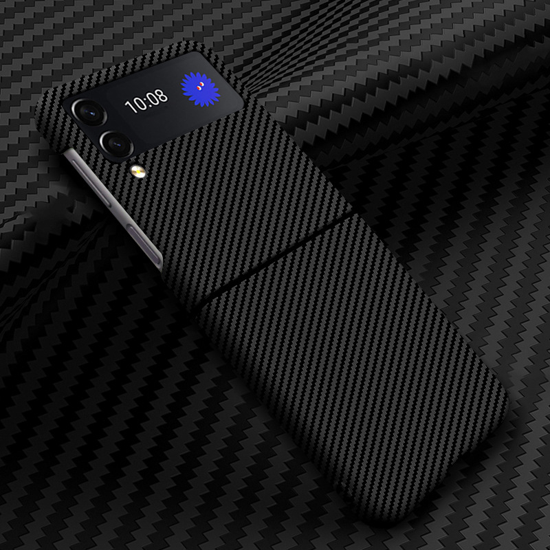 Compatible with Samsung Z Flip 7/6/5 phone cases, 4/3 carbon fiber texture, color blocking, ultra-thin, shockproof protective case, cross-border e-commerce.