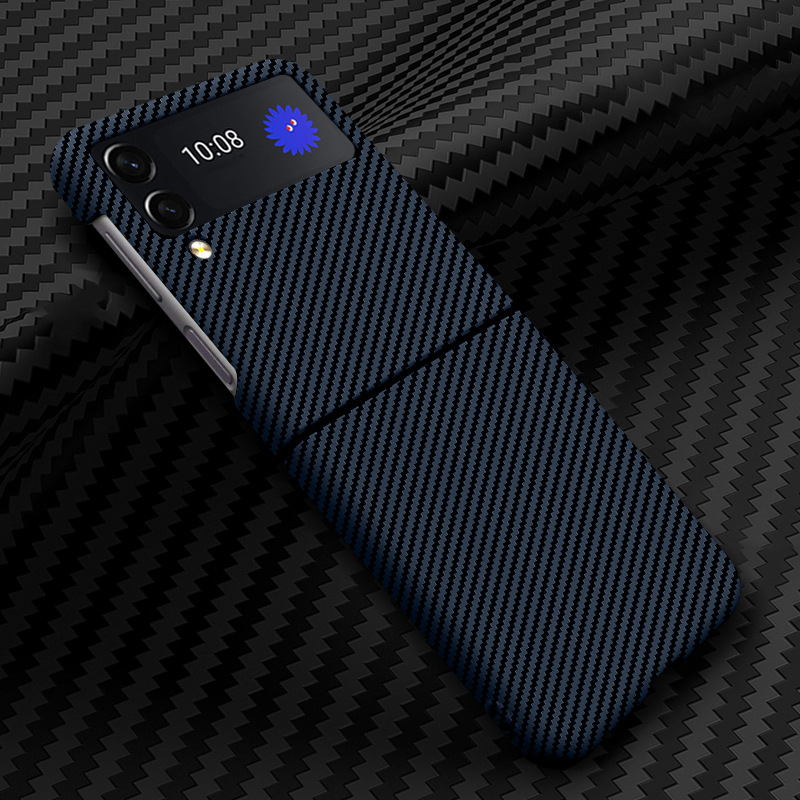 Compatible with Samsung Z Flip 7/6/5 phone cases, 4/3 carbon fiber texture, color blocking, ultra-thin, shockproof protective case, cross-border e-commerce.