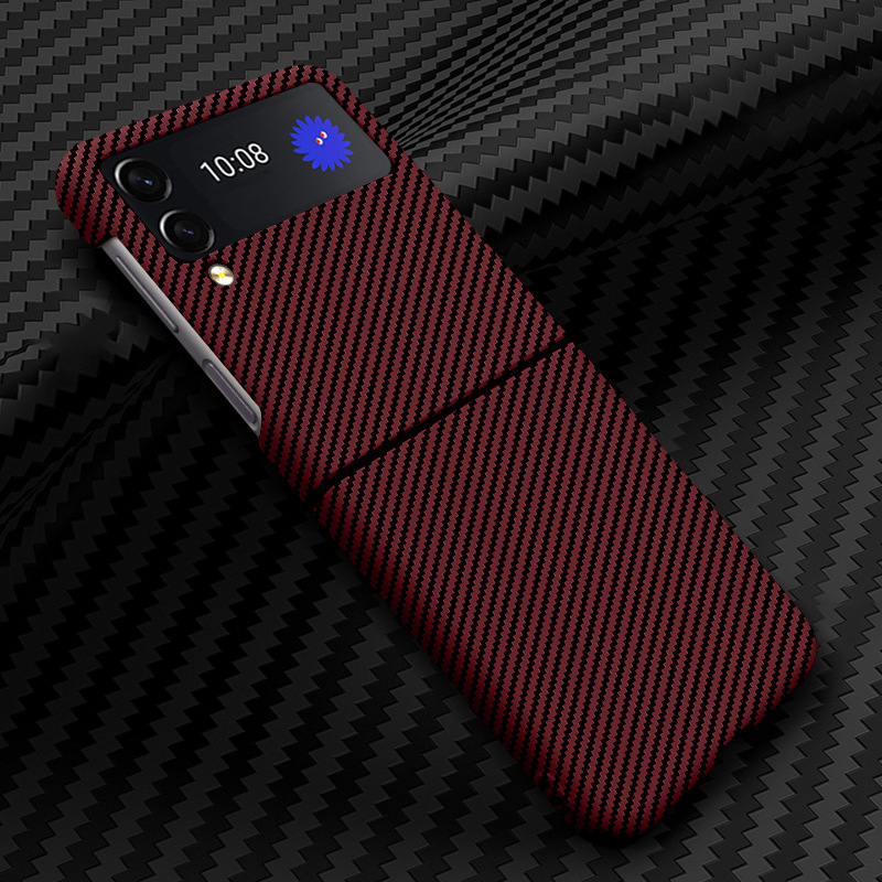 Compatible with Samsung Z Flip 7/6/5 phone cases, 4/3 carbon fiber texture, color blocking, ultra-thin, shockproof protective case, cross-border e-commerce.