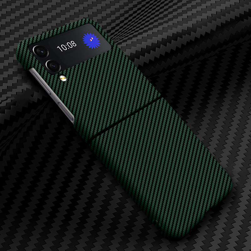 Compatible with Samsung Z Flip 7/6/5 phone cases, 4/3 carbon fiber texture, color blocking, ultra-thin, shockproof protective case, cross-border e-commerce.