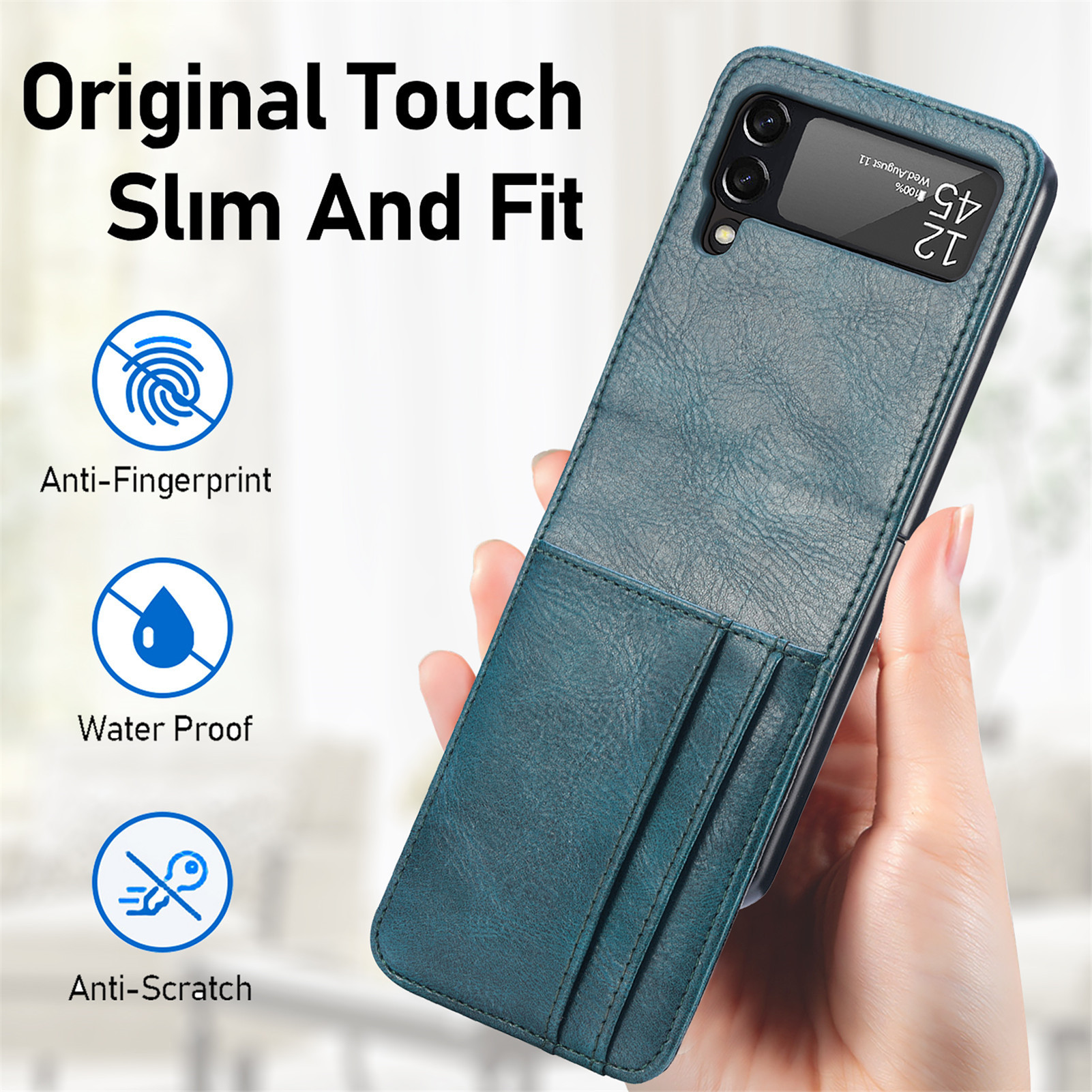 Compatible with Samsung Z Flip3/4/5 and Flip7/6 foldable screen multi-card slot business protective leather case