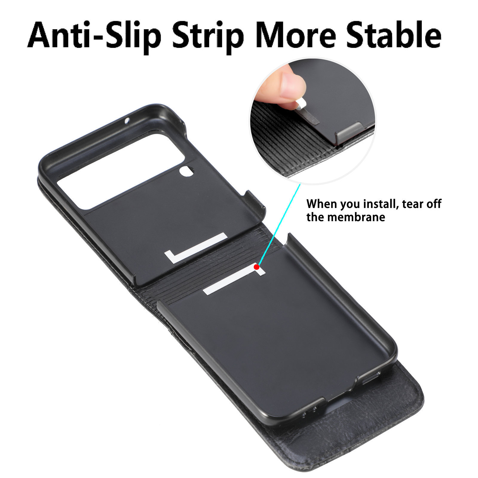Compatible with Samsung Z Flip3/4/5 and Flip7/6 foldable screen multi-card slot business protective leather case