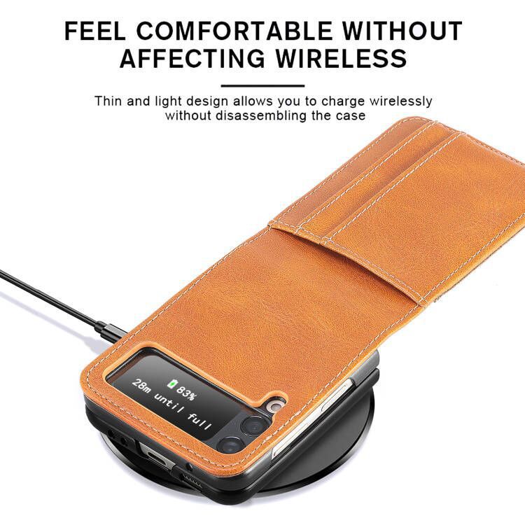 Compatible with Samsung Z Flip3/4/5 and Flip7/6 foldable screen multi-card slot business protective leather case