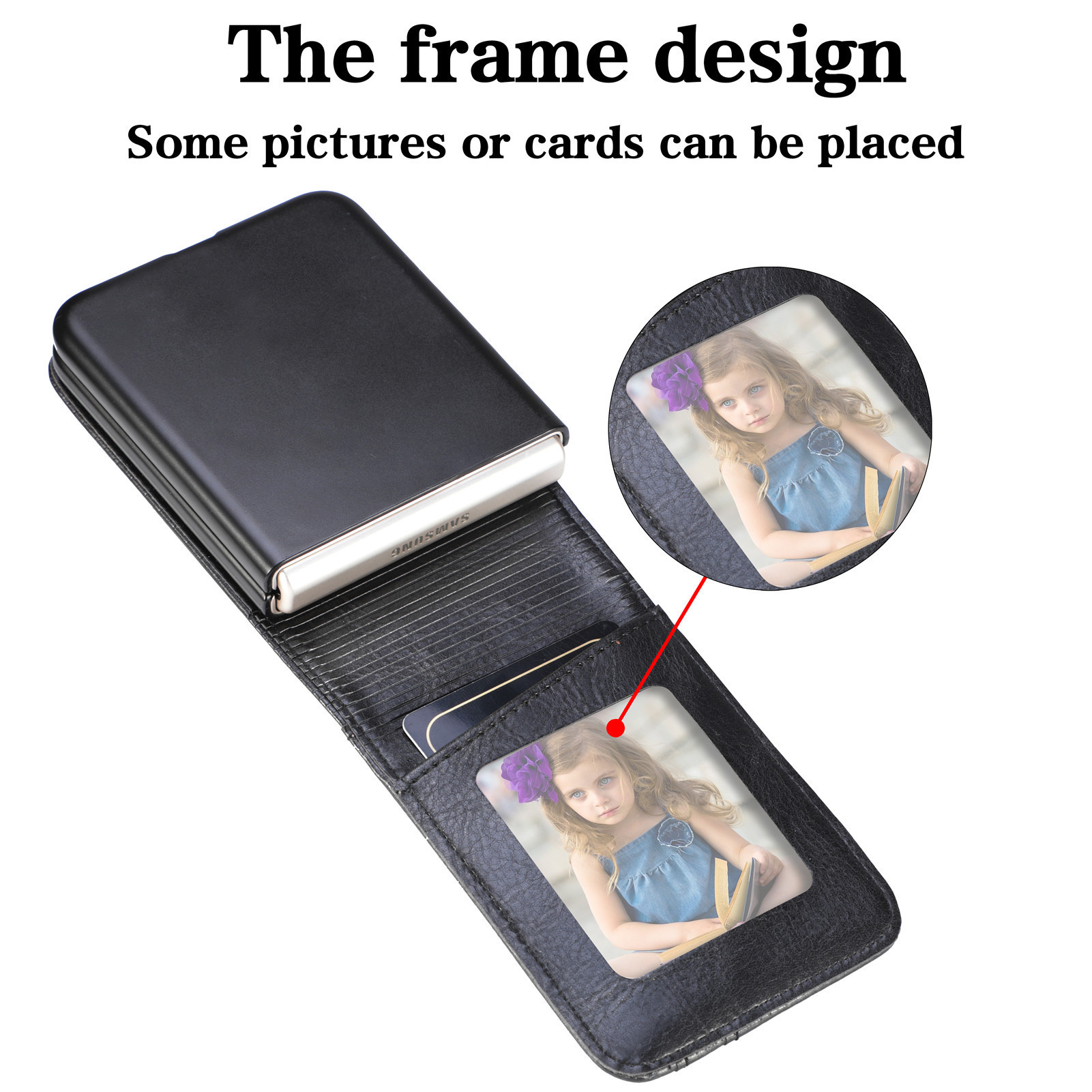 Compatible with Samsung Z Flip3/4/5 and Flip7/6 foldable screen multi-card slot business protective leather case