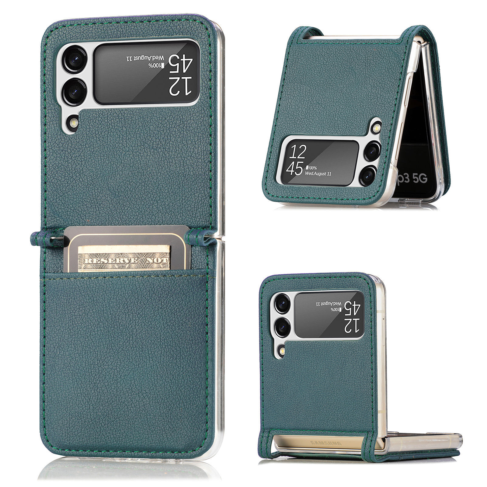 Compatible with Samsung Z Flip 8/7 phone case, 6/5 vegan leather, SIM card slot, 4/3 folding screen, drop-proof protective case, Amazon.