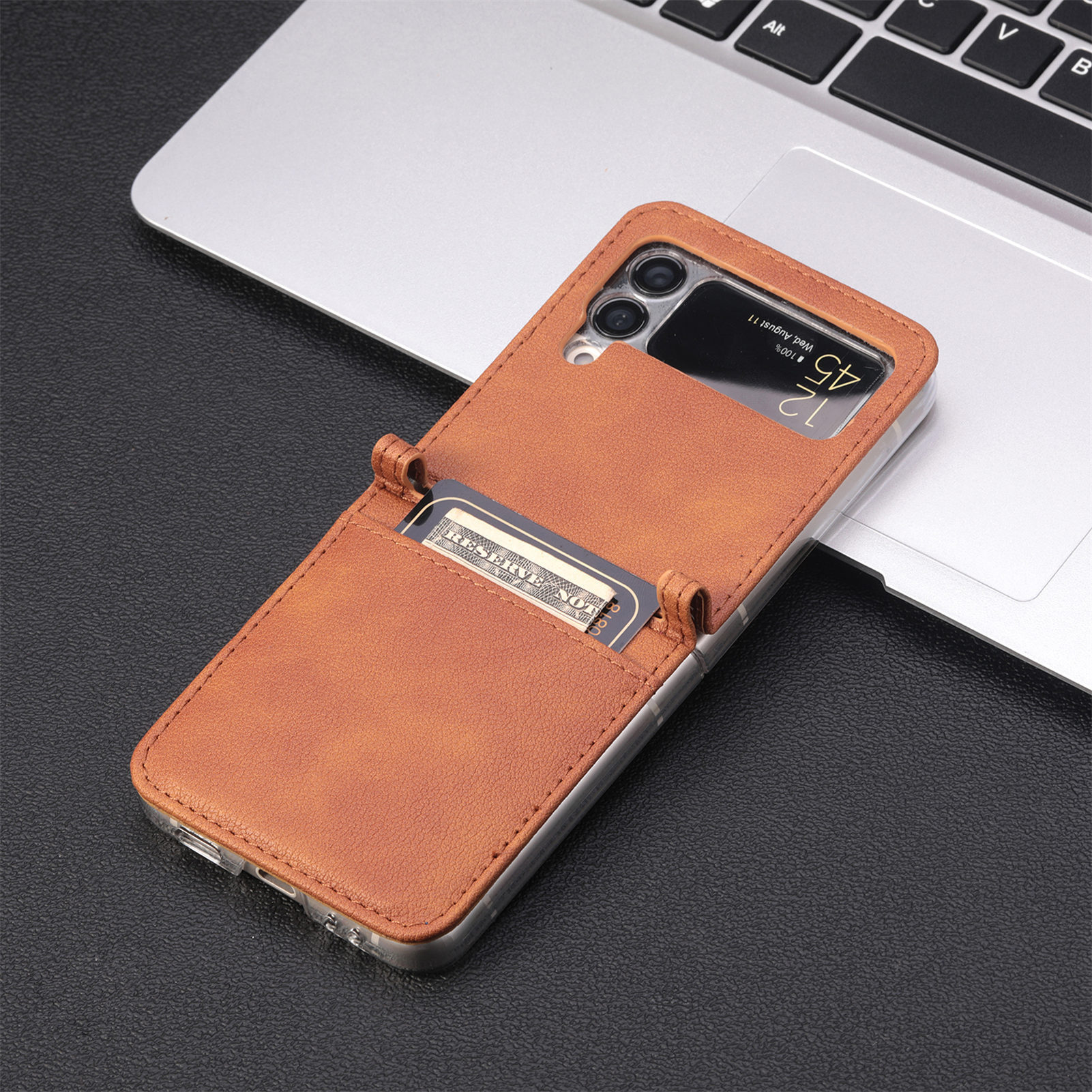 Compatible with Samsung Z Flip 8/7 phone case, 6/5 vegan leather, SIM card slot, 4/3 folding screen, drop-proof protective case, Amazon.