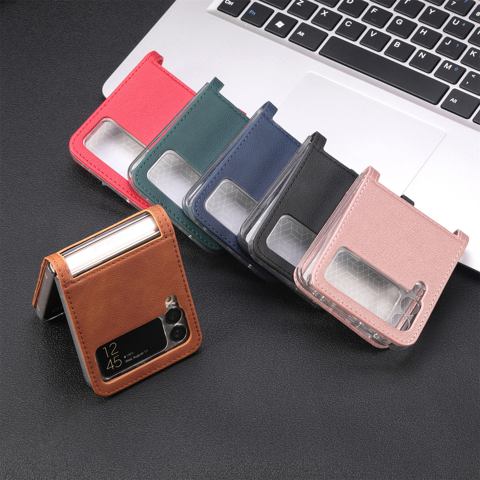 Compatible with Samsung Z Flip 8/7 phone case, 6/5 vegan leather, SIM card slot, 4/3 folding screen, drop-proof protective case, Amazon.