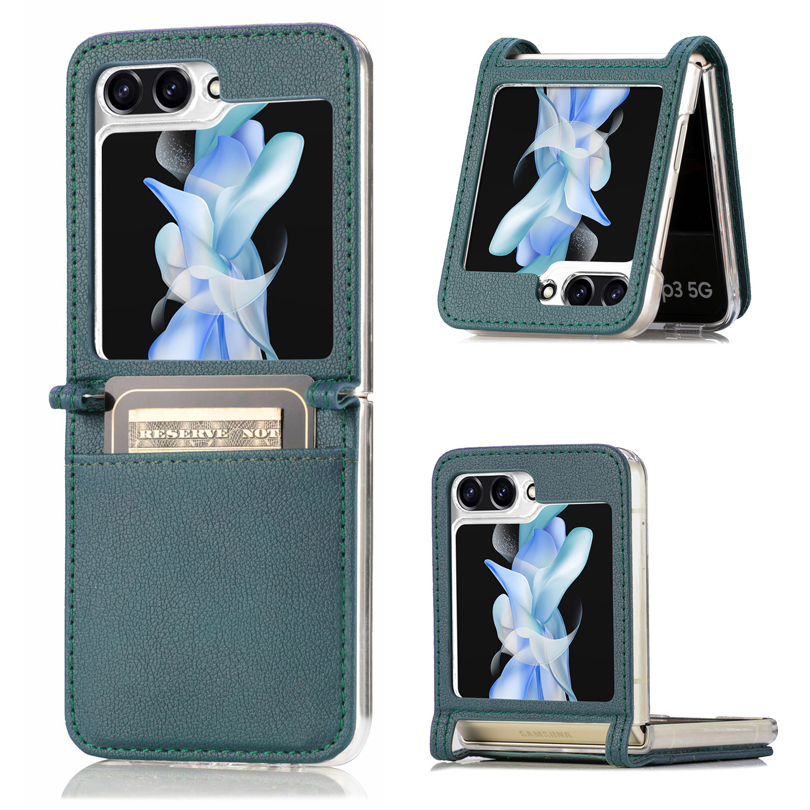 Compatible with Samsung Z Flip 8/7 phone case, 6/5 vegan leather, SIM card slot, 4/3 folding screen, drop-proof protective case, Amazon.