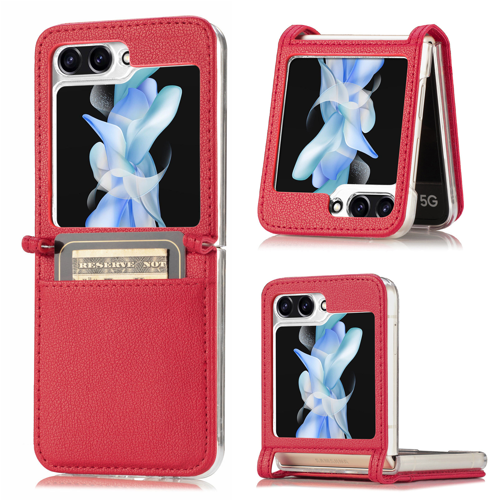 Compatible with Samsung Z Flip 8/7 phone case, 6/5 vegan leather, SIM card slot, 4/3 folding screen, drop-proof protective case, Amazon.