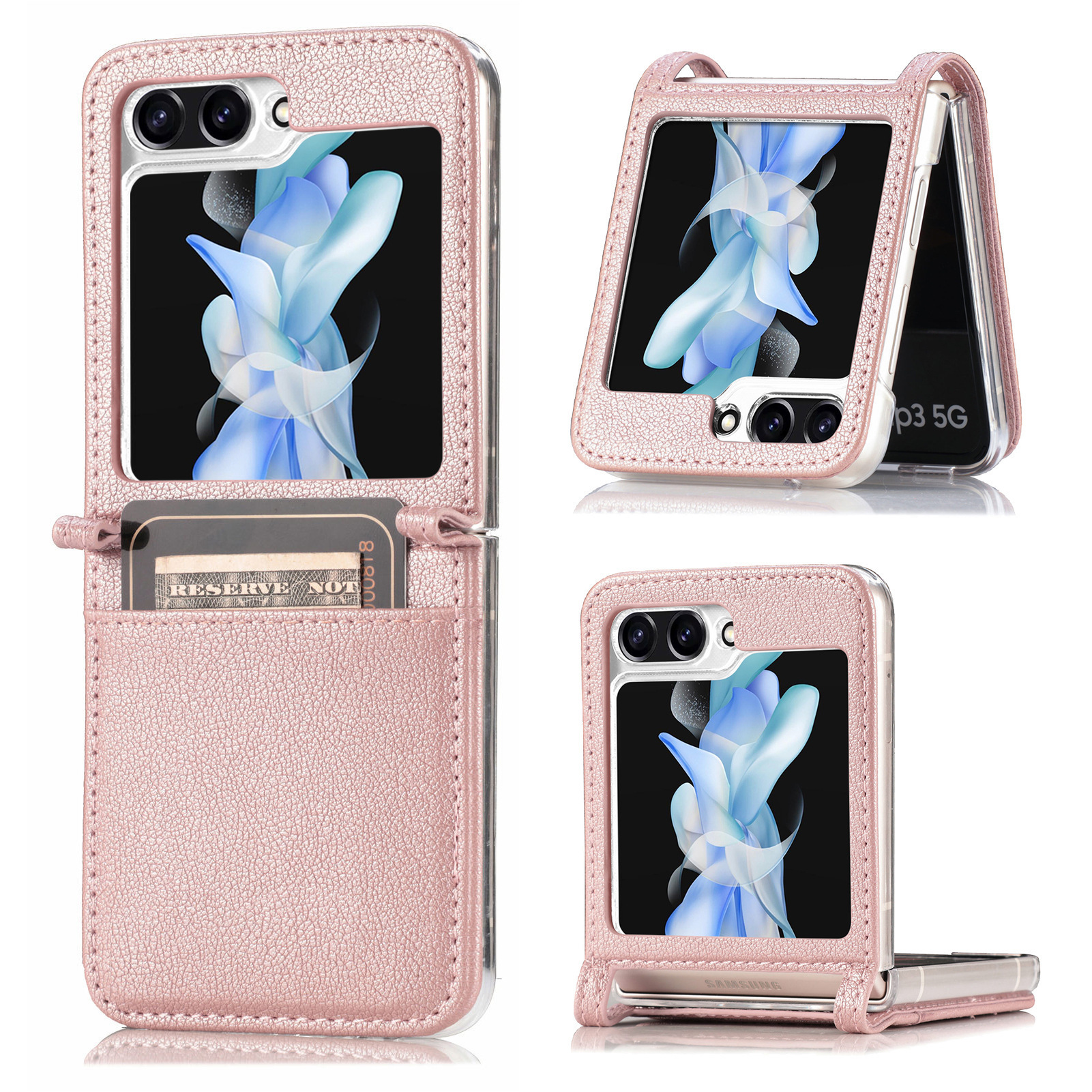 Compatible with Samsung Z Flip 8/7 phone case, 6/5 vegan leather, SIM card slot, 4/3 folding screen, drop-proof protective case, Amazon.