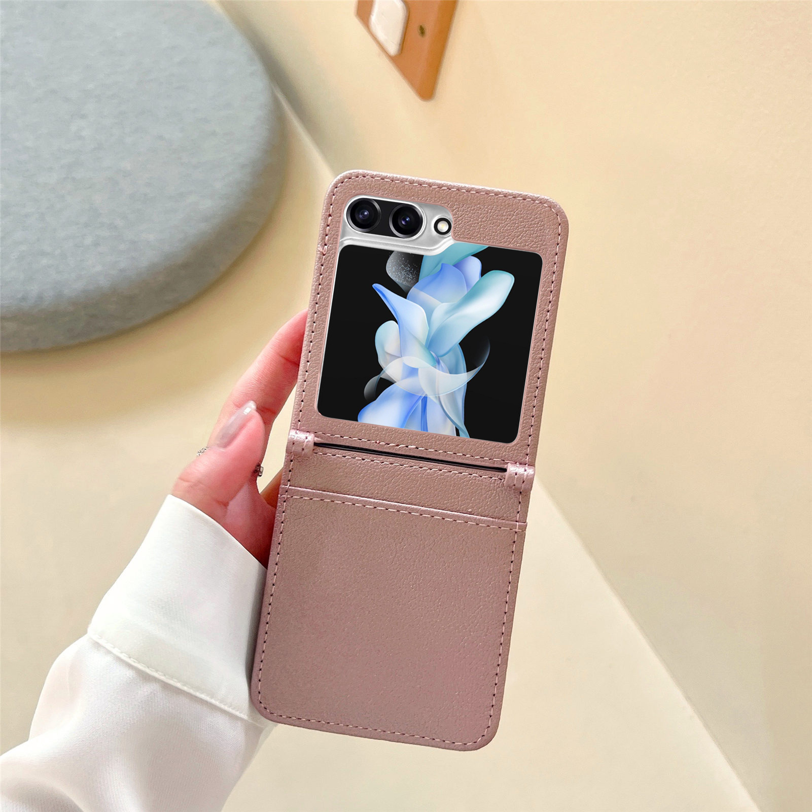 Compatible with Samsung Z Flip 8/7 phone case, 6/5 vegan leather, SIM card slot, 4/3 folding screen, drop-proof protective case, Amazon.