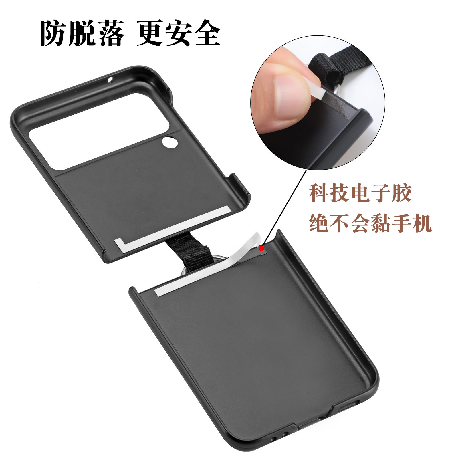 Suitable for Samsung ZFlip 4 phone case, Flip 3 ring integrated folding case, Flip 2 vegan leather PU shockproof protective case