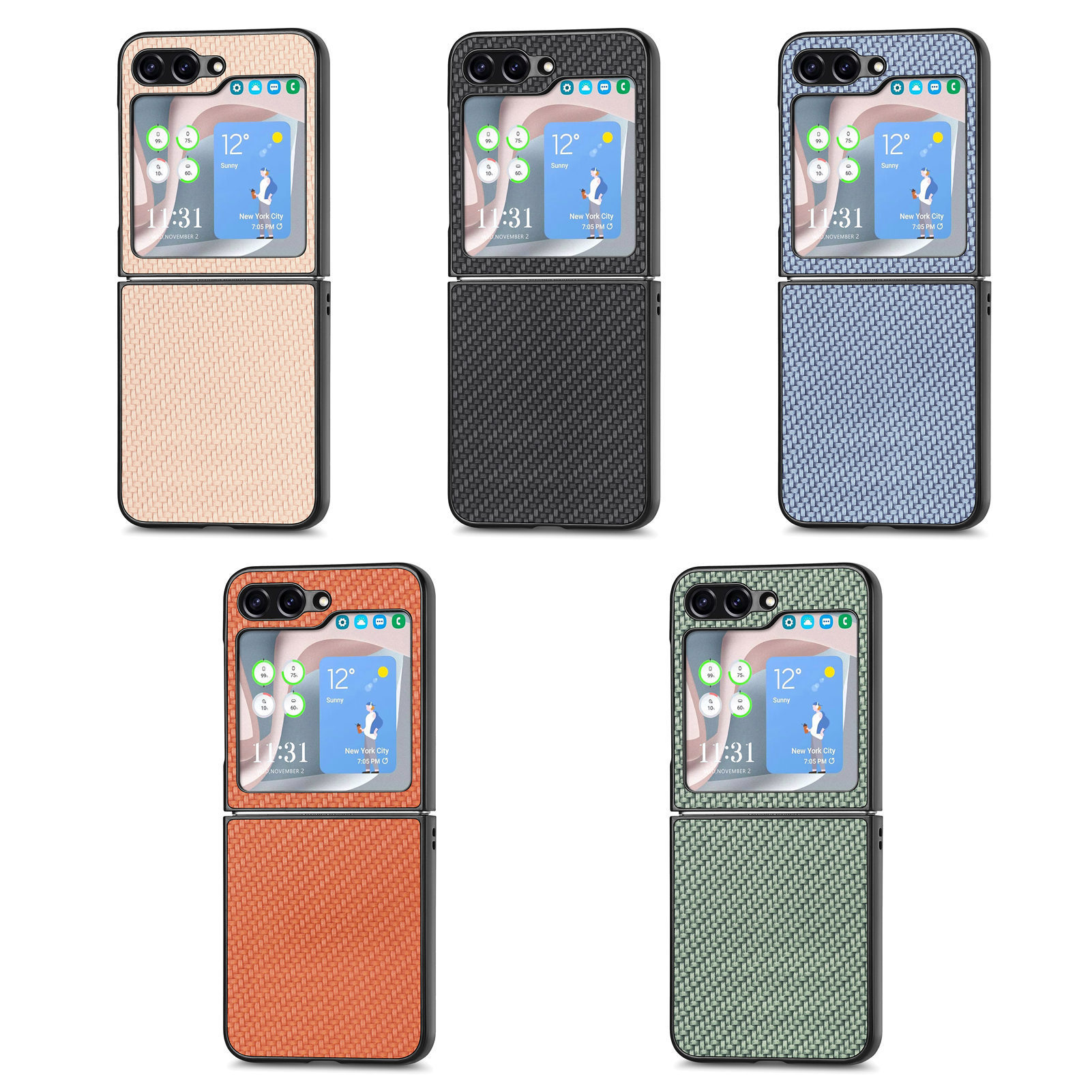 Compatible with Samsung Z Flip 8/7 phone case, 6/5mm fiber textured leather, 4/3mm folding screen, drop-proof protective case, cross-border e-commerce.