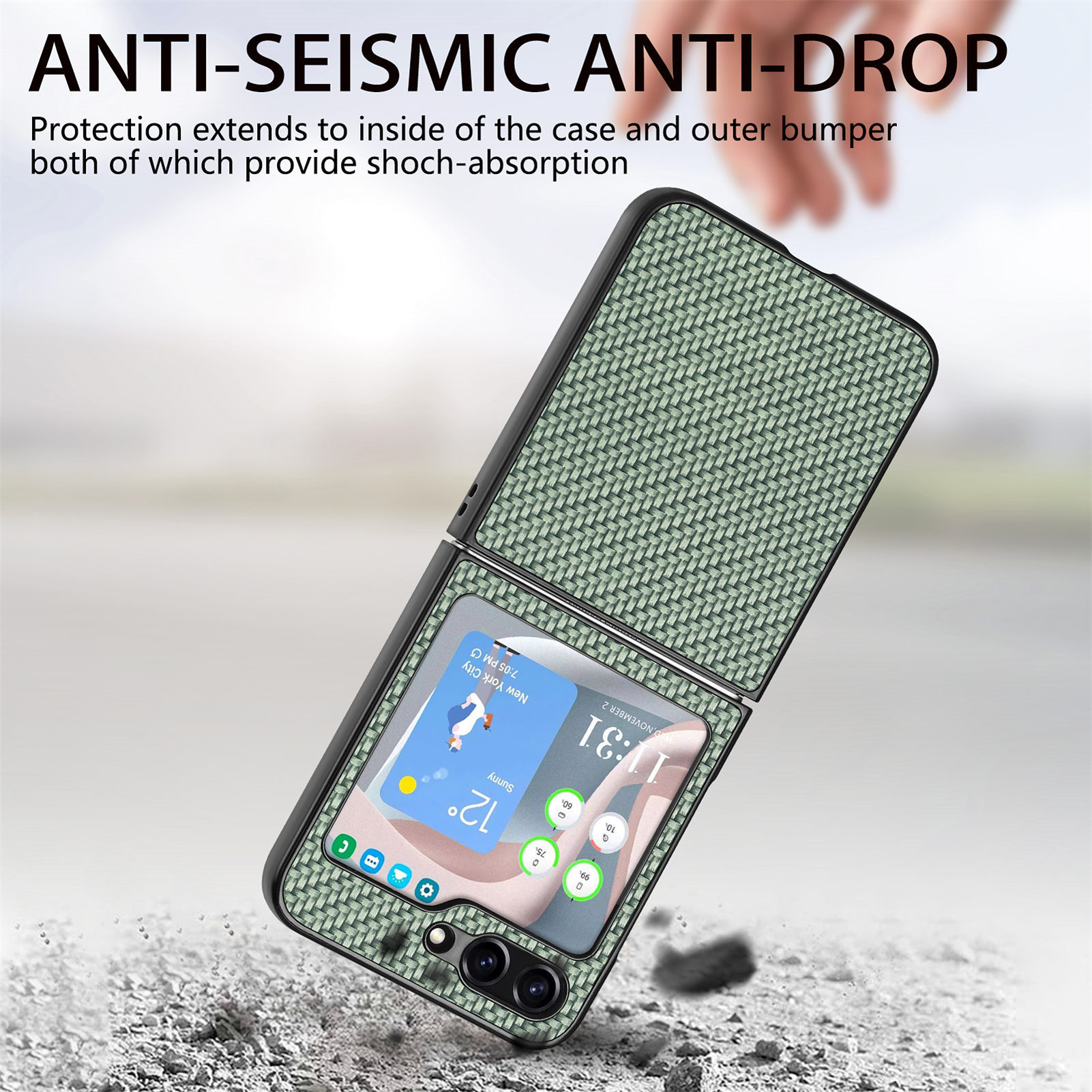 Compatible with Samsung Z Flip 8/7 phone case, 6/5mm fiber textured leather, 4/3mm folding screen, drop-proof protective case, cross-border e-commerce.