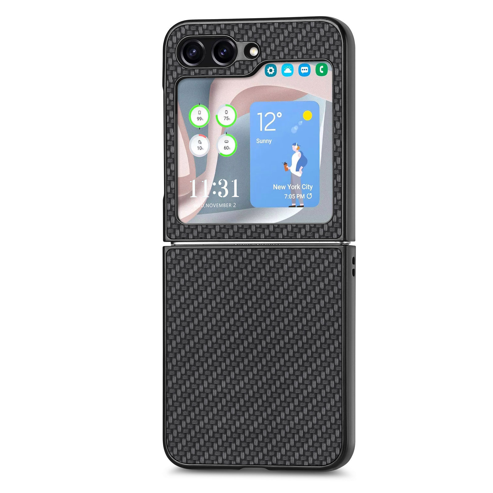 Compatible with Samsung Z Flip 8/7 phone case, 6/5mm fiber textured leather, 4/3mm folding screen, drop-proof protective case, cross-border e-commerce.