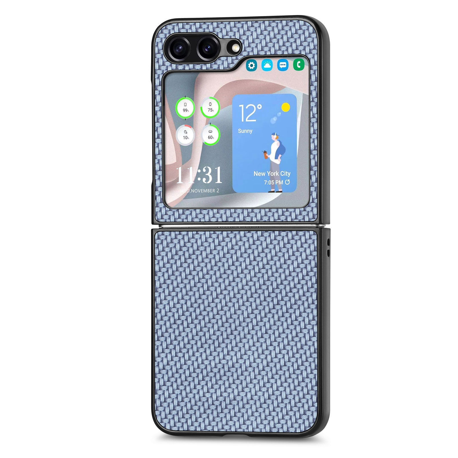 Compatible with Samsung Z Flip 8/7 phone case, 6/5mm fiber textured leather, 4/3mm folding screen, drop-proof protective case, cross-border e-commerce.