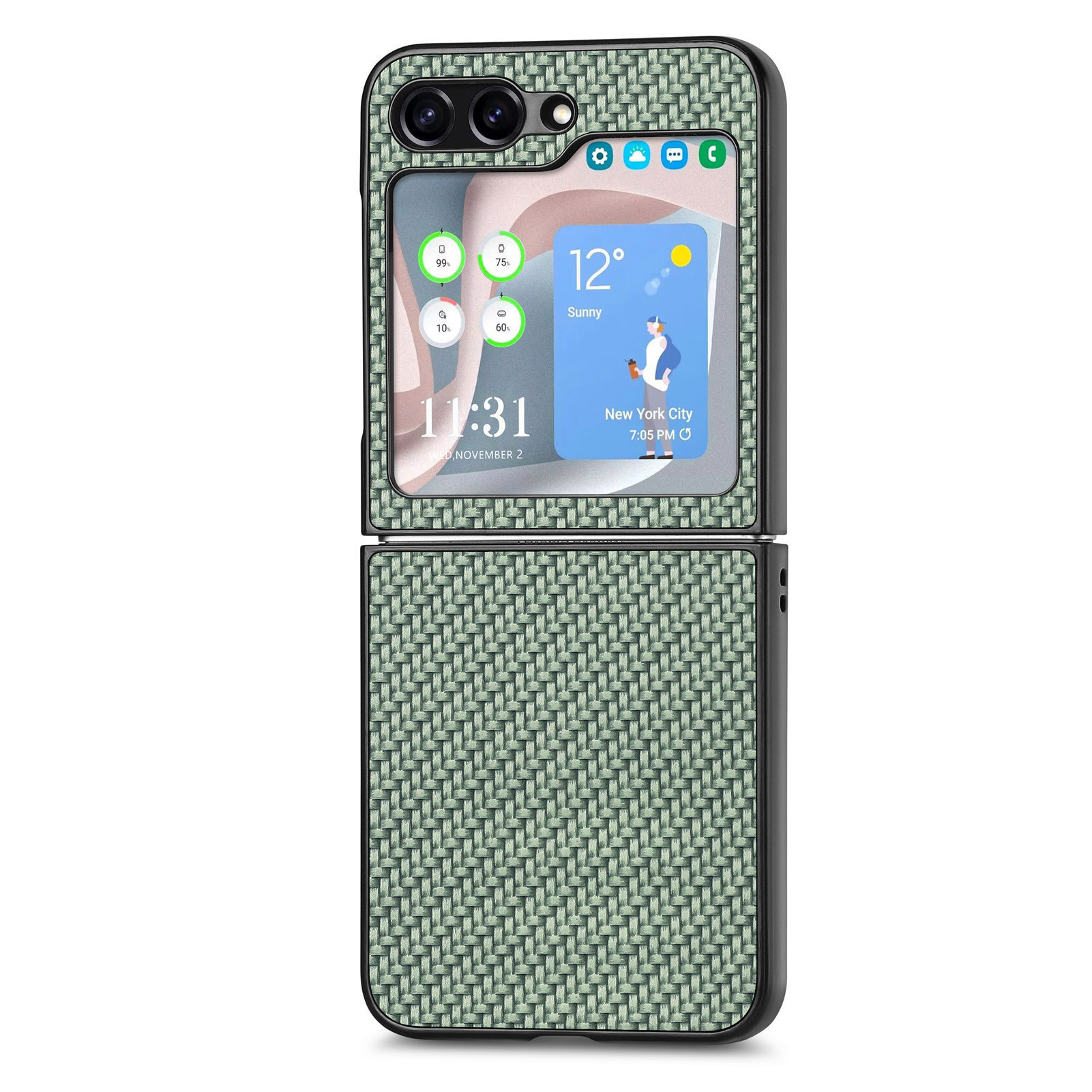 Compatible with Samsung Z Flip 8/7 phone case, 6/5mm fiber textured leather, 4/3mm folding screen, drop-proof protective case, cross-border e-commerce.