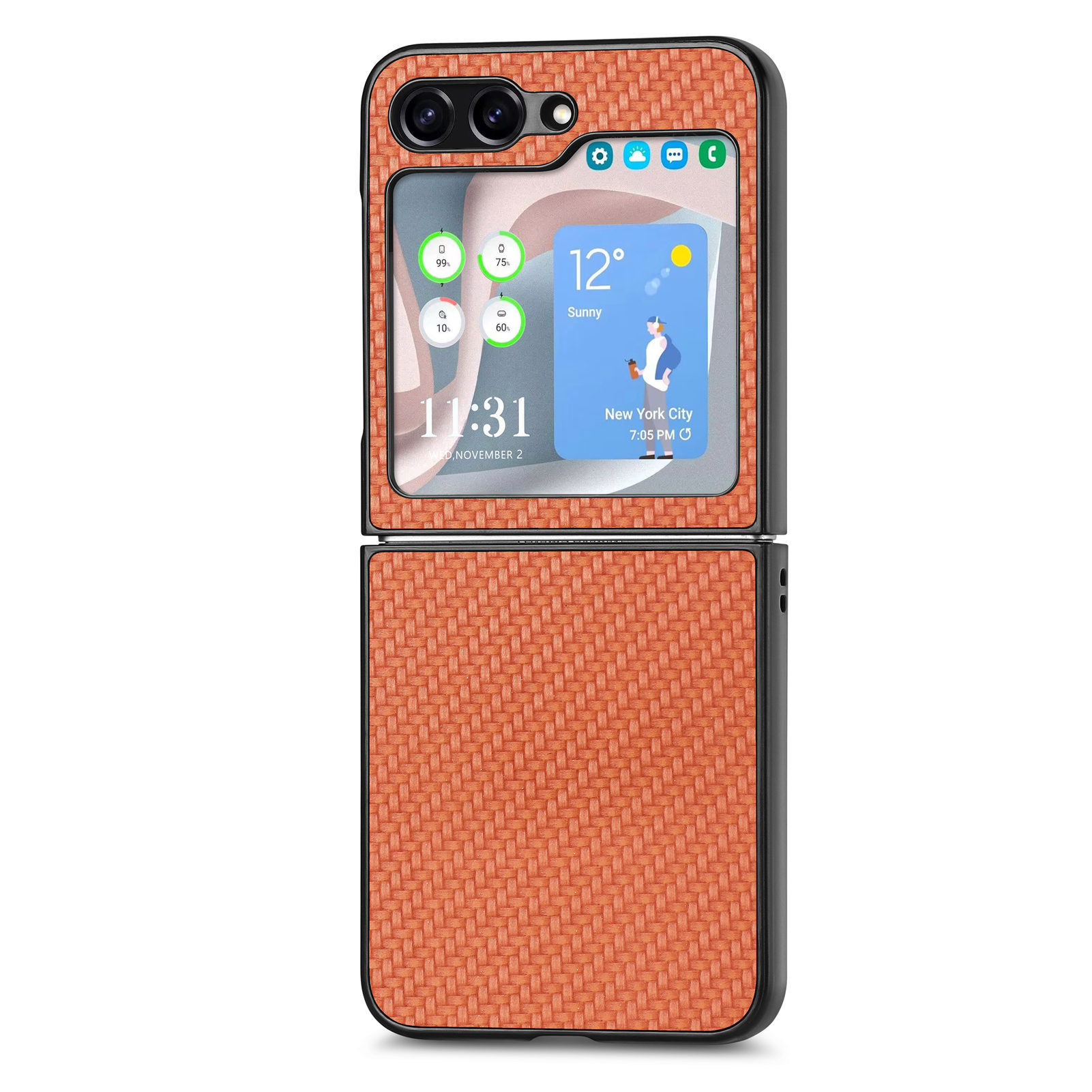 Compatible with Samsung Z Flip 8/7 phone case, 6/5mm fiber textured leather, 4/3mm folding screen, drop-proof protective case, cross-border e-commerce.