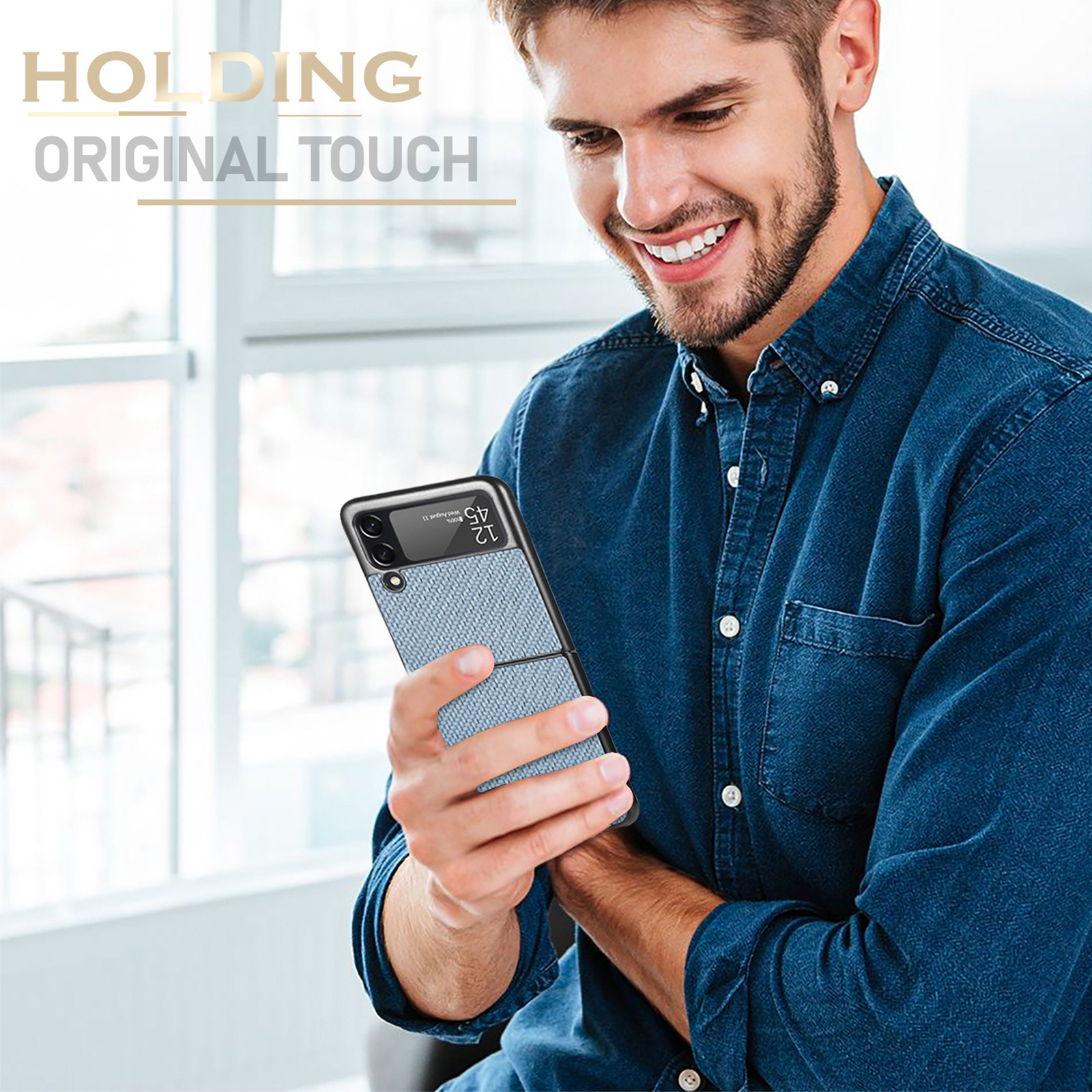 Compatible with Samsung Z Flip 8/7 phone case, 6/5mm fiber textured leather, 4/3mm folding screen, drop-proof protective case, cross-border e-commerce.