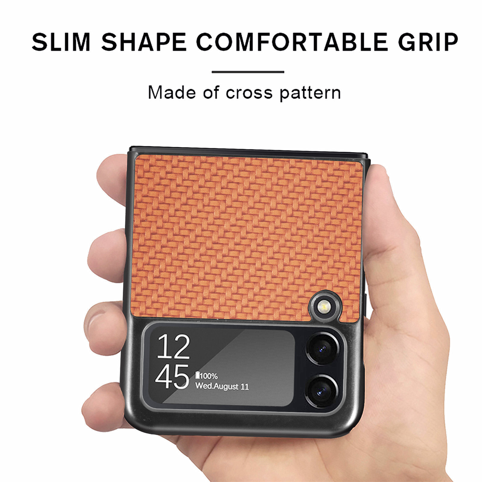 Compatible with Samsung Z Flip 8/7 phone case, 6/5mm fiber textured leather, 4/3mm folding screen, drop-proof protective case, cross-border e-commerce.