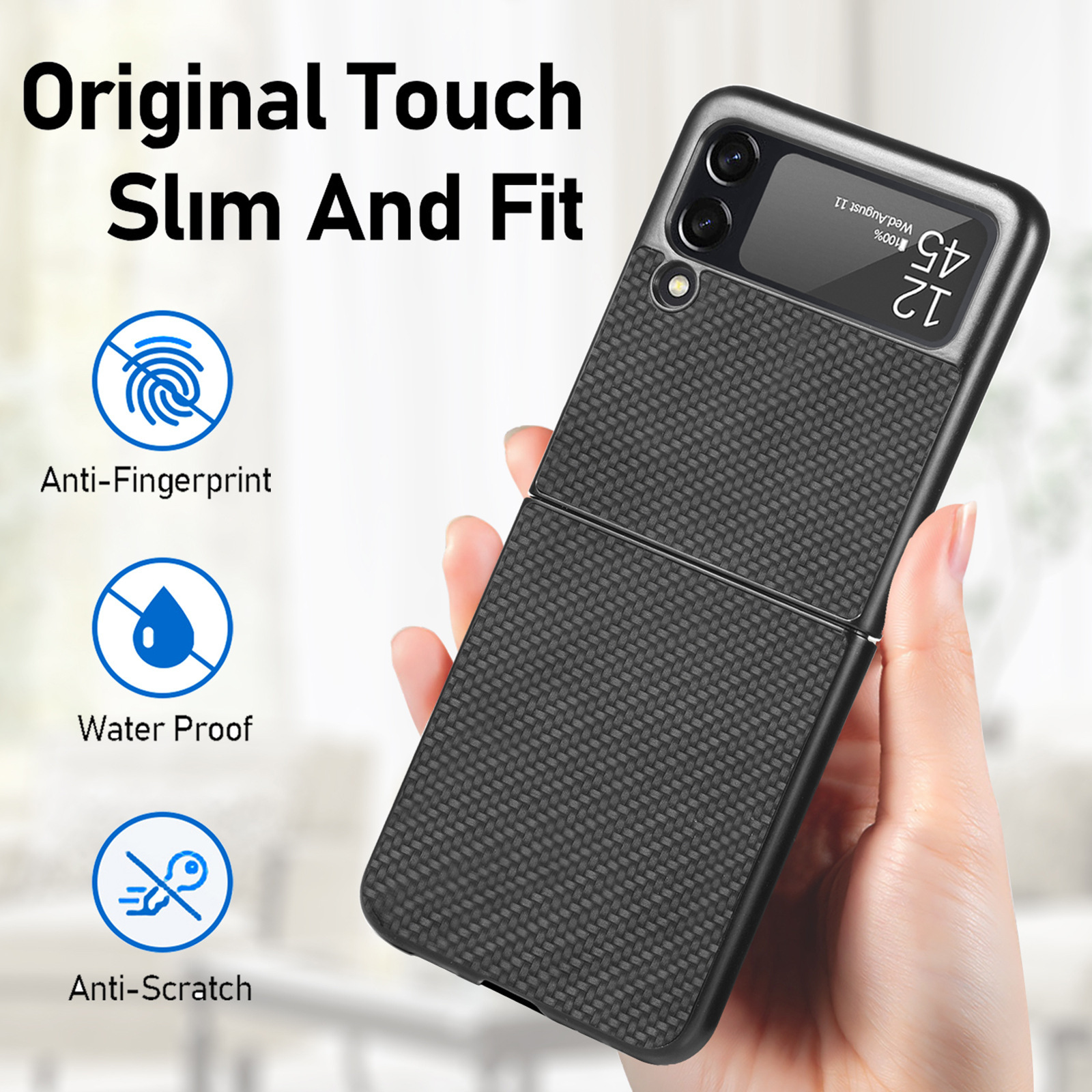 Compatible with Samsung Z Flip 8/7 phone case, 6/5mm fiber textured leather, 4/3mm folding screen, drop-proof protective case, cross-border e-commerce.