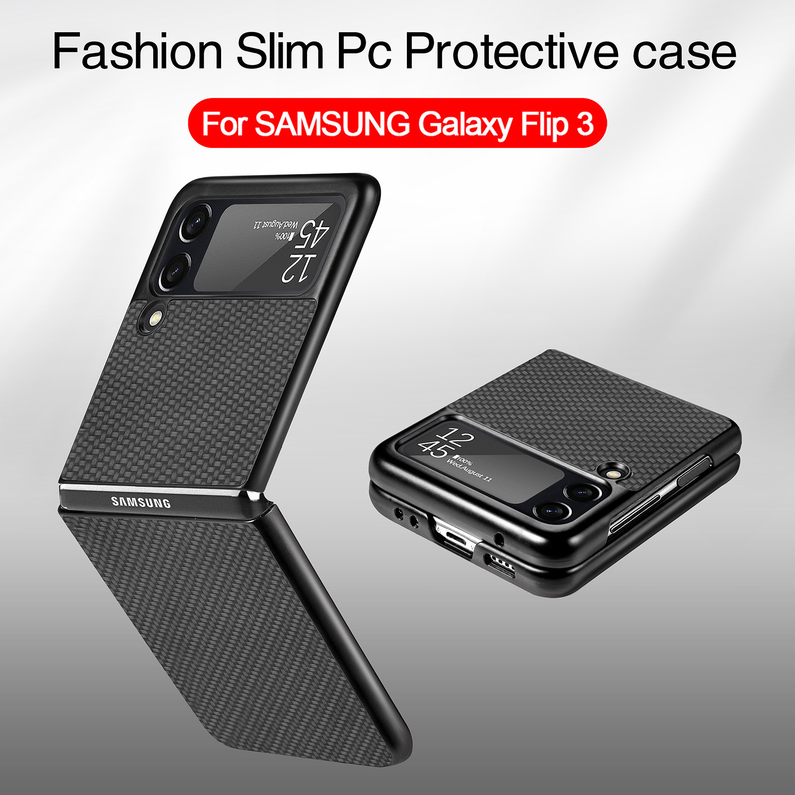 Compatible with Samsung Z Flip 8/7 phone case, 6/5mm fiber textured leather, 4/3mm folding screen, drop-proof protective case, cross-border e-commerce.