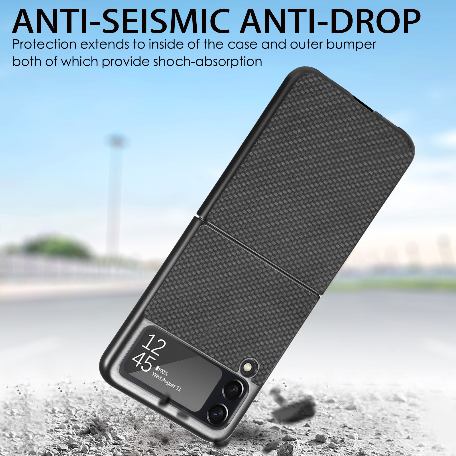 Compatible with Samsung Z Flip 8/7 phone case, 6/5mm fiber textured leather, 4/3mm folding screen, drop-proof protective case, cross-border e-commerce.