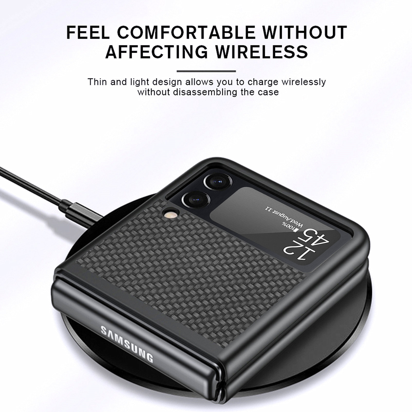 Compatible with Samsung Z Flip 8/7 phone case, 6/5mm fiber textured leather, 4/3mm folding screen, drop-proof protective case, cross-border e-commerce.