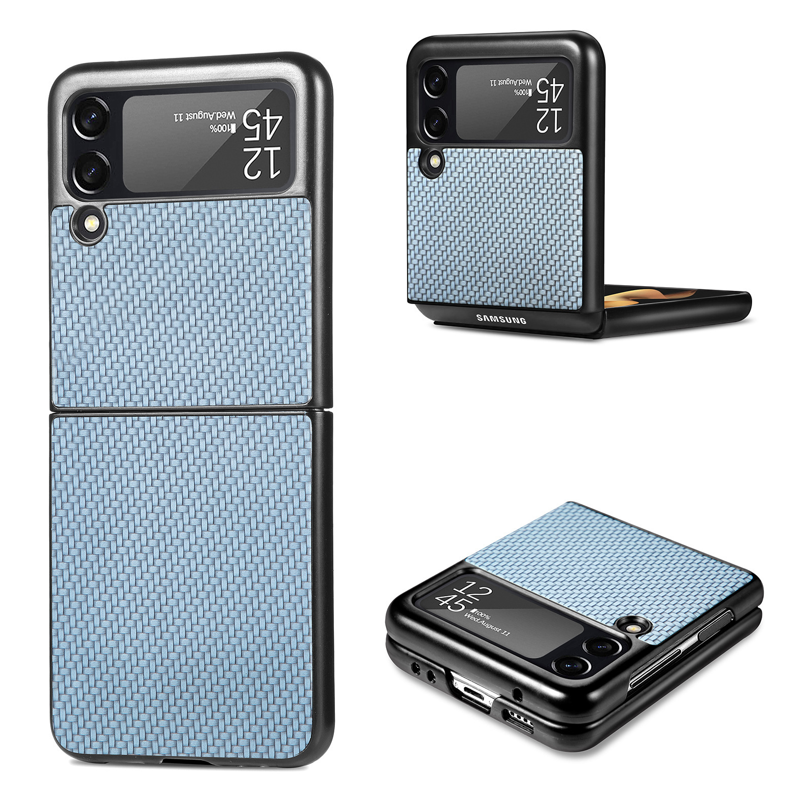 Compatible with Samsung Z Flip 8/7 phone case, 6/5mm fiber textured leather, 4/3mm folding screen, drop-proof protective case, cross-border e-commerce.