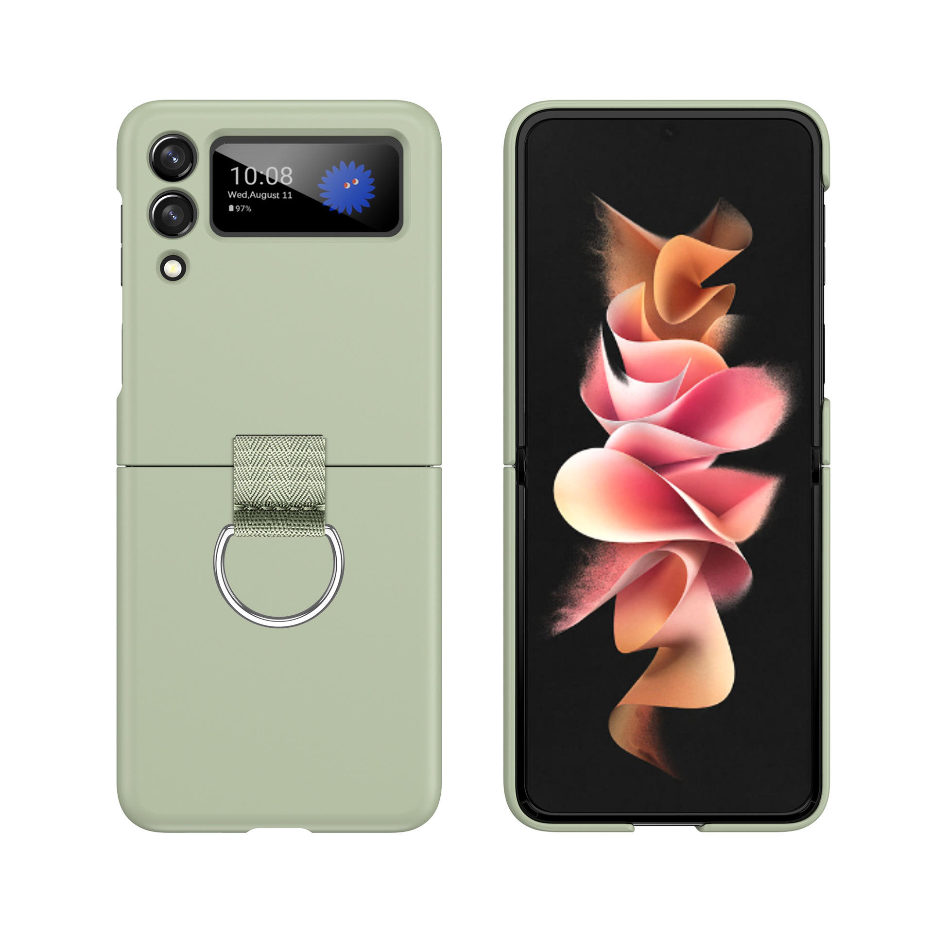 Compatible with Samsung Z Flip 8/7 phone case, 6/5 ultra-thin ribbon drawstring ring, 4/3 folding screen protective case