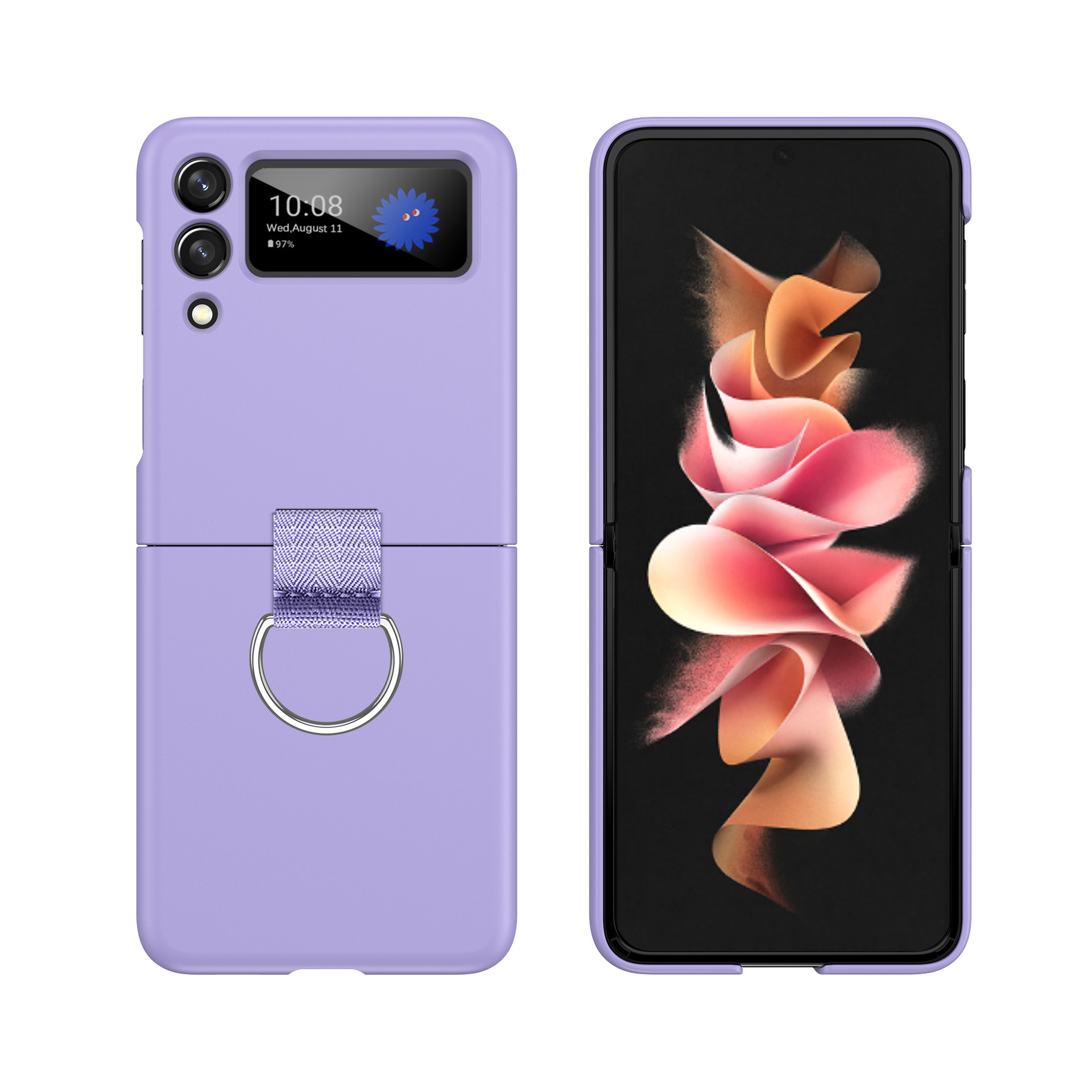 Compatible with Samsung Z Flip 8/7 phone case, 6/5 ultra-thin ribbon drawstring ring, 4/3 folding screen protective case