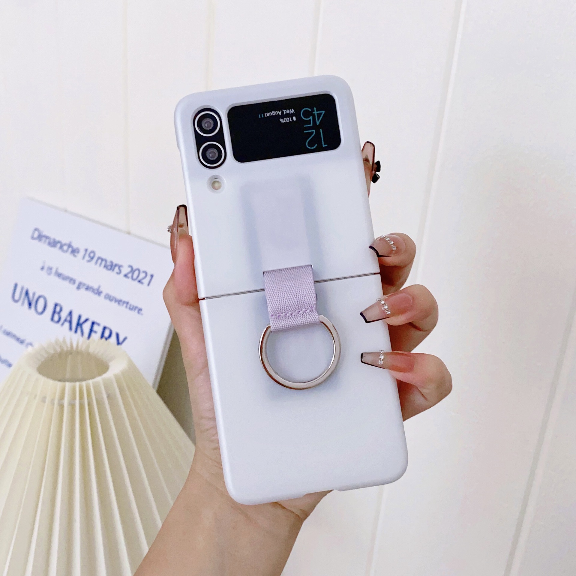 Compatible with Samsung Z Flip 8/7 phone case, 6/5 ultra-thin ribbon drawstring ring, 4/3 folding screen protective case