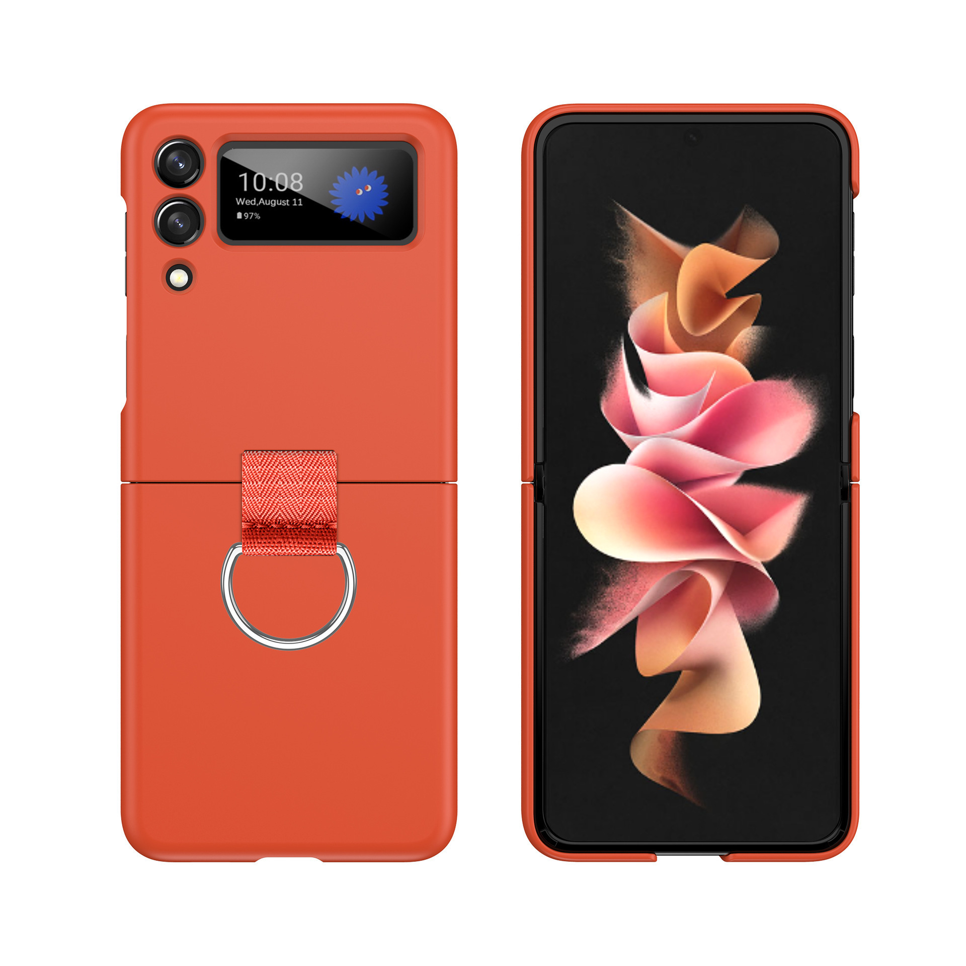 Compatible with Samsung Z Flip 8/7 phone case, 6/5 ultra-thin ribbon drawstring ring, 4/3 folding screen protective case