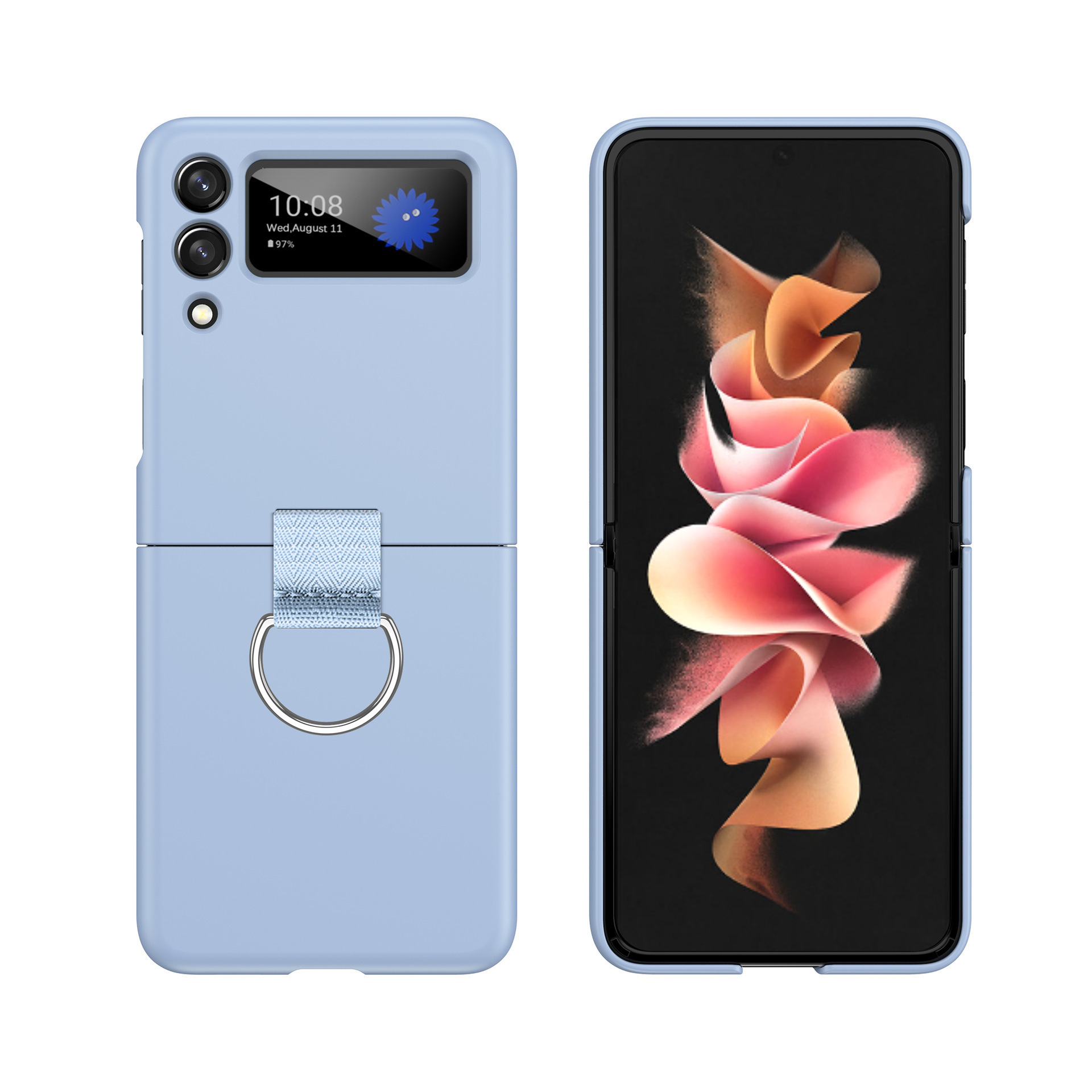 Compatible with Samsung Z Flip 8/7 phone case, 6/5 ultra-thin ribbon drawstring ring, 4/3 folding screen protective case