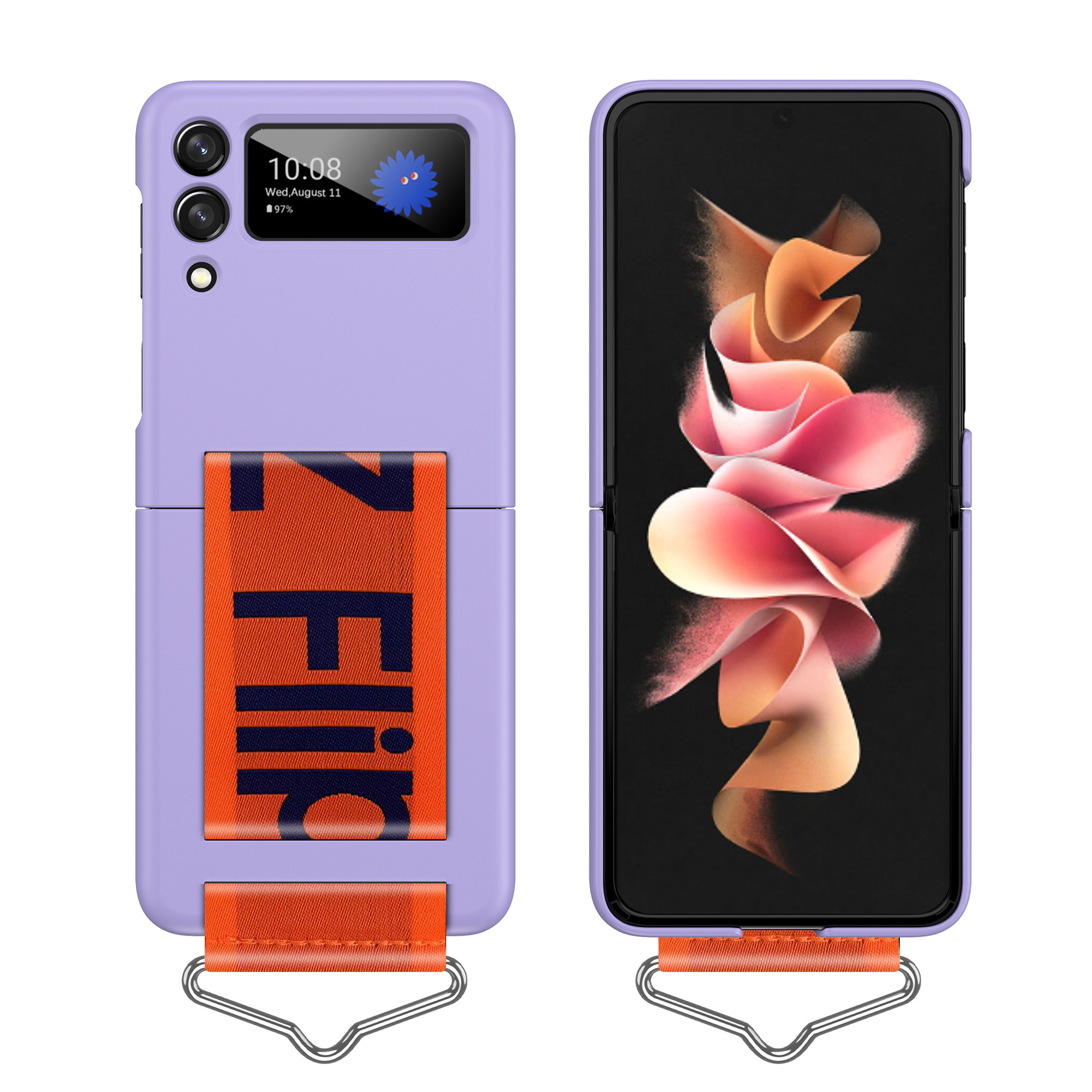 Compatible with Samsung Z Flip7/6/5 phone cases, Flip4/3 letter wristbands, stylish ultra-thin folding screen protective cases