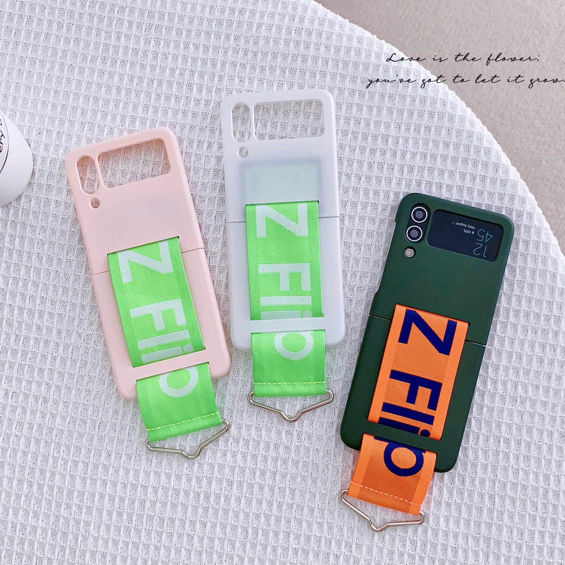 Compatible with Samsung Z Flip7/6/5 phone cases, Flip4/3 letter wristbands, stylish ultra-thin folding screen protective cases