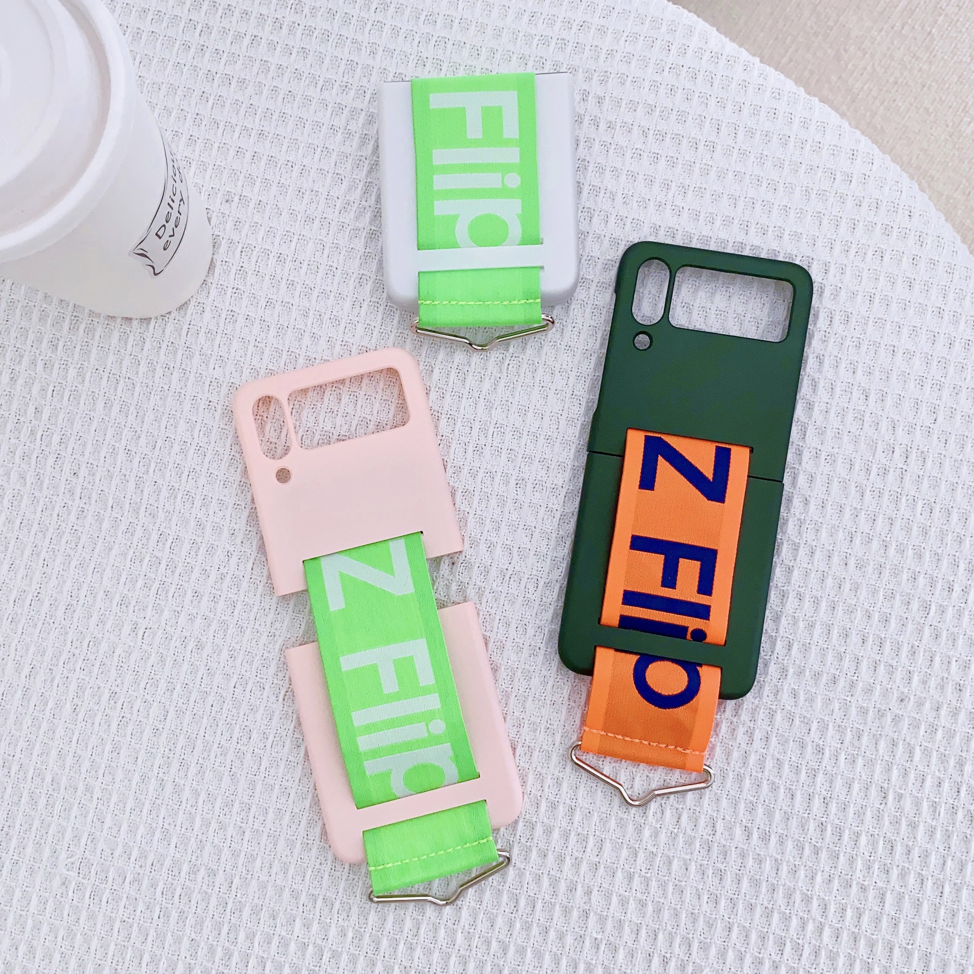 Compatible with Samsung Z Flip7/6/5 phone cases, Flip4/3 letter wristbands, stylish ultra-thin folding screen protective cases
