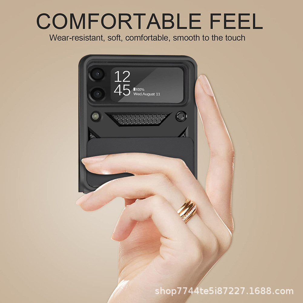 Compatible with Samsung Z Flip 7/6/5 phone case, magnetic ring holder, 4/3-inch sliding lens folding screen protective case