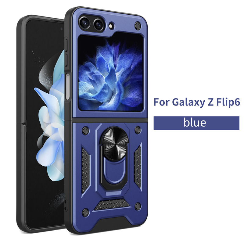 Compatible with Samsung Z Flip 7/6/5 phone case, magnetic ring holder, 4/3-inch sliding lens folding screen protective case