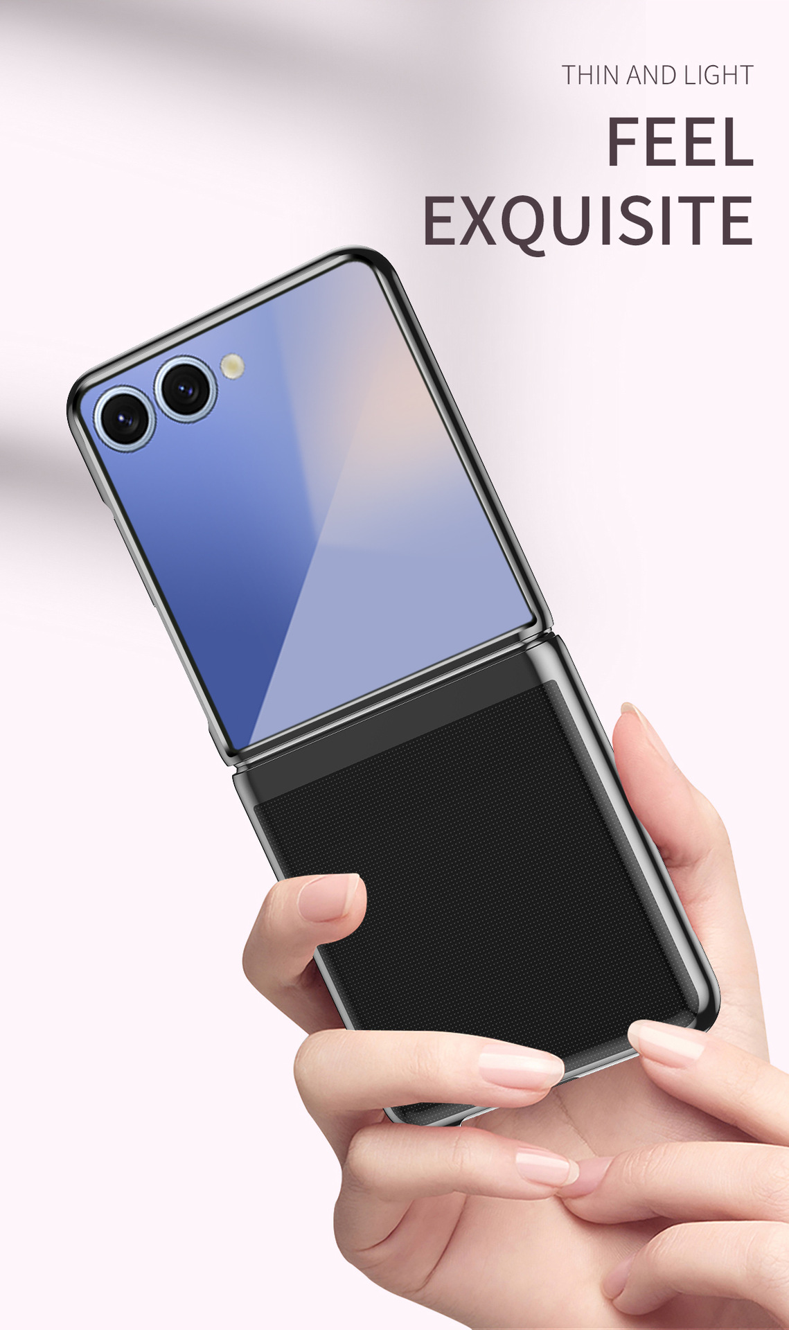 Compatible with Samsung Z Flip 8/7 phone case, 6/5 electroplated phantom transparent high-definition 4/3 ultra-thin shockproof protective case