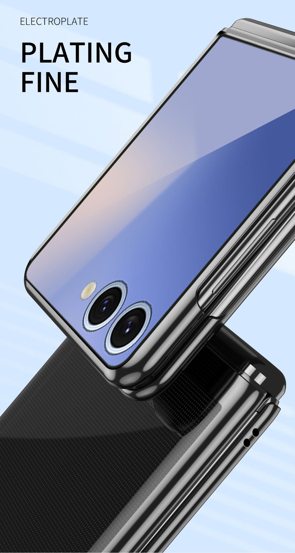 Compatible with Samsung Z Flip 8/7 phone case, 6/5 electroplated phantom transparent high-definition 4/3 ultra-thin shockproof protective case