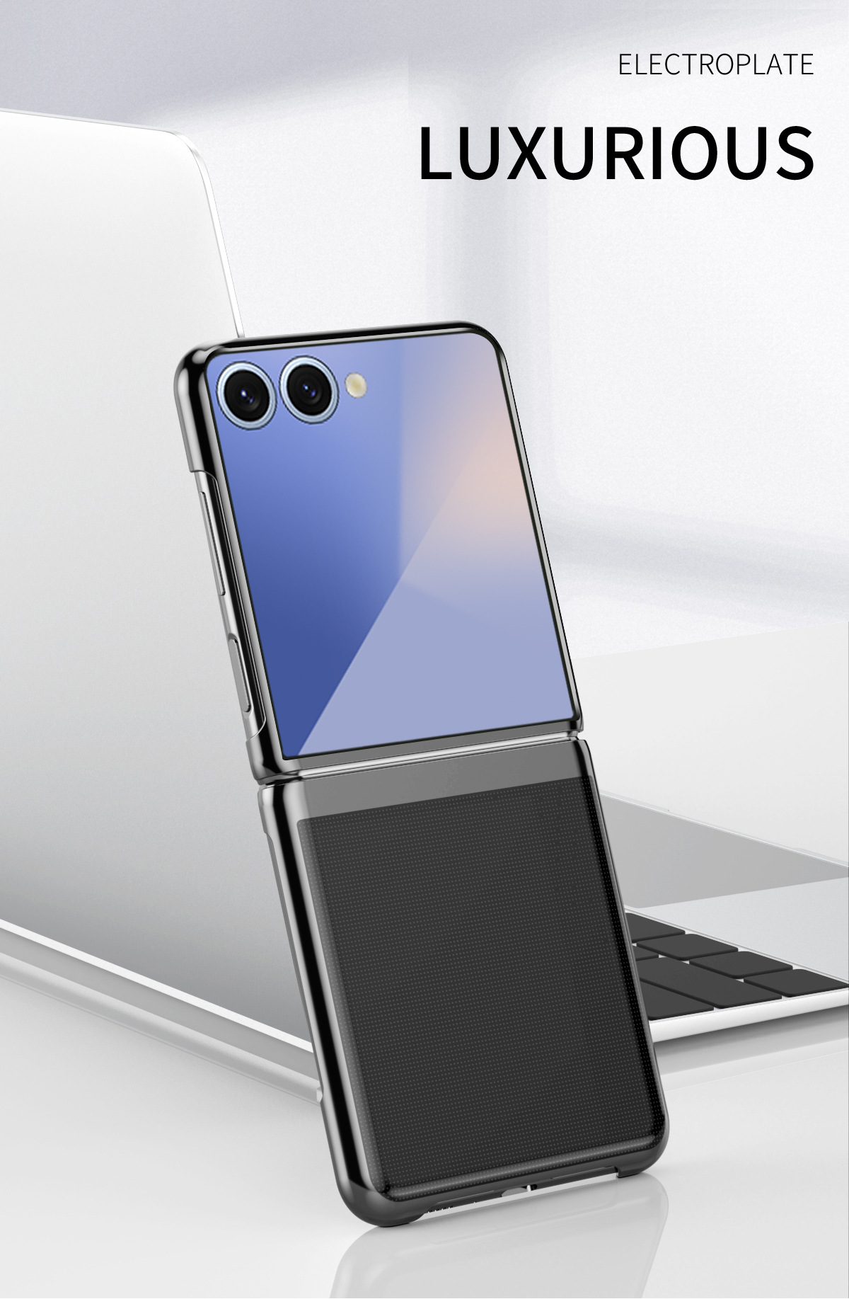 Compatible with Samsung Z Flip 8/7 phone case, 6/5 electroplated phantom transparent high-definition 4/3 ultra-thin shockproof protective case