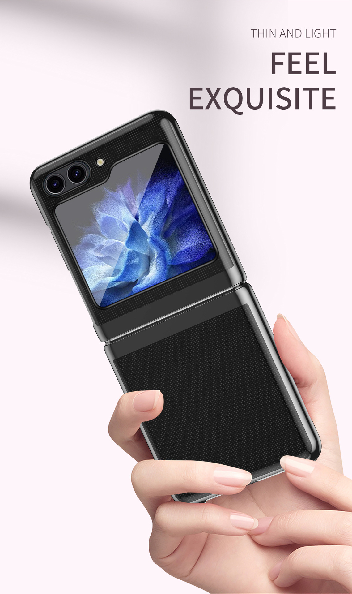 Compatible with Samsung Z Flip 8/7 phone case, 6/5 electroplated phantom transparent high-definition 4/3 ultra-thin shockproof protective case