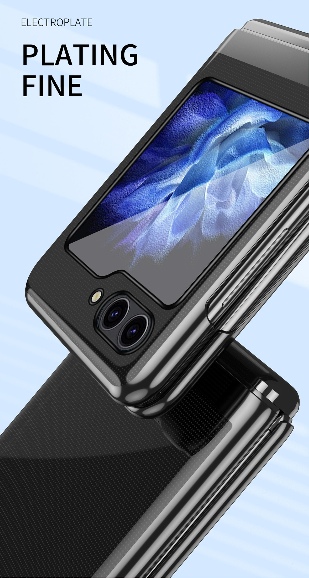 Compatible with Samsung Z Flip 8/7 phone case, 6/5 electroplated phantom transparent high-definition 4/3 ultra-thin shockproof protective case