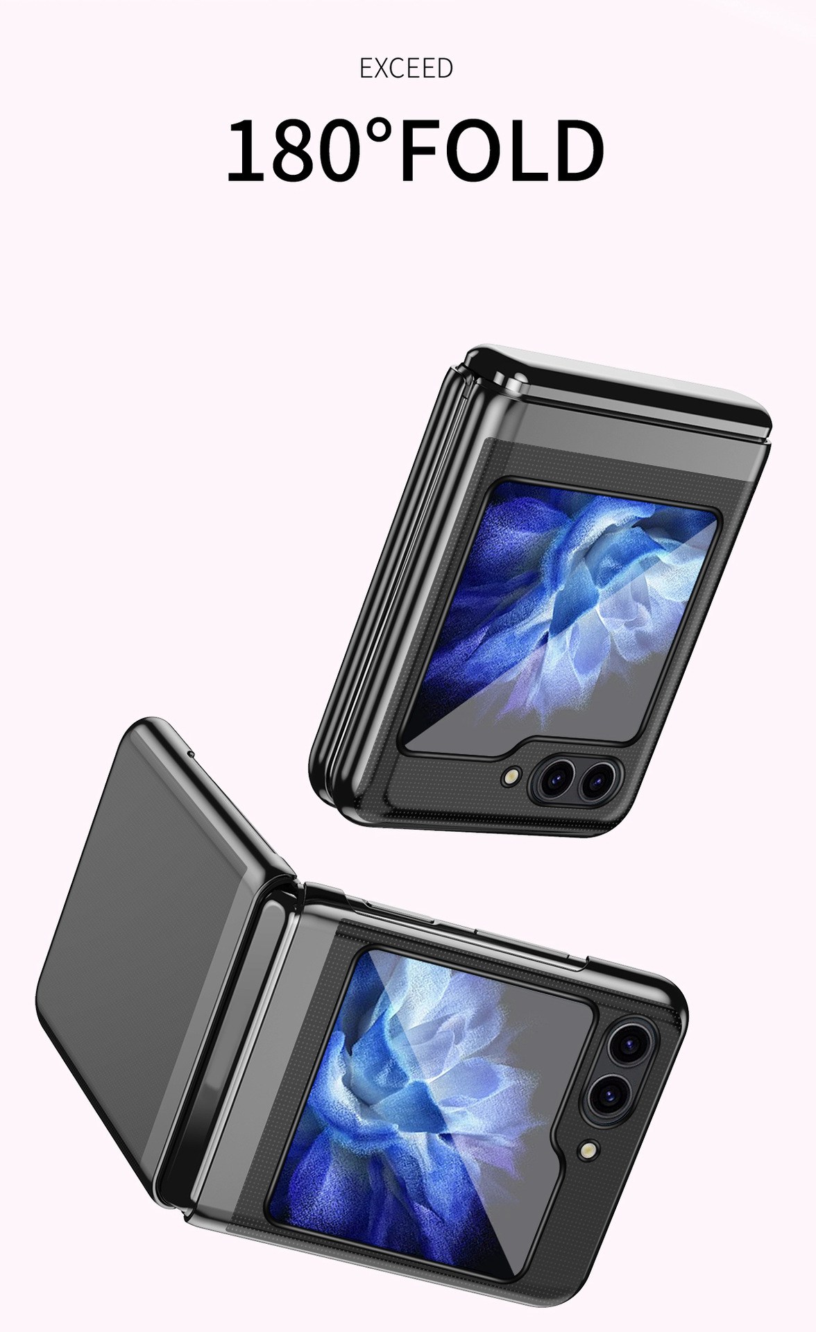 Compatible with Samsung Z Flip 8/7 phone case, 6/5 electroplated phantom transparent high-definition 4/3 ultra-thin shockproof protective case