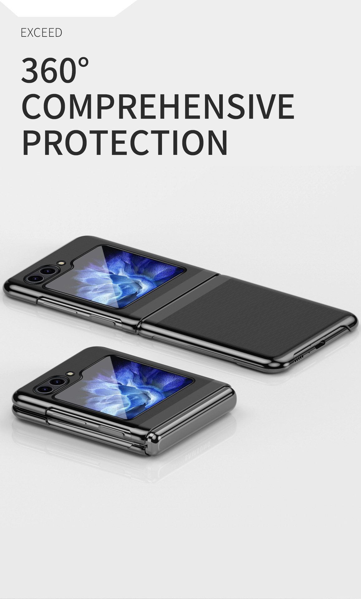 Compatible with Samsung Z Flip 8/7 phone case, 6/5 electroplated phantom transparent high-definition 4/3 ultra-thin shockproof protective case