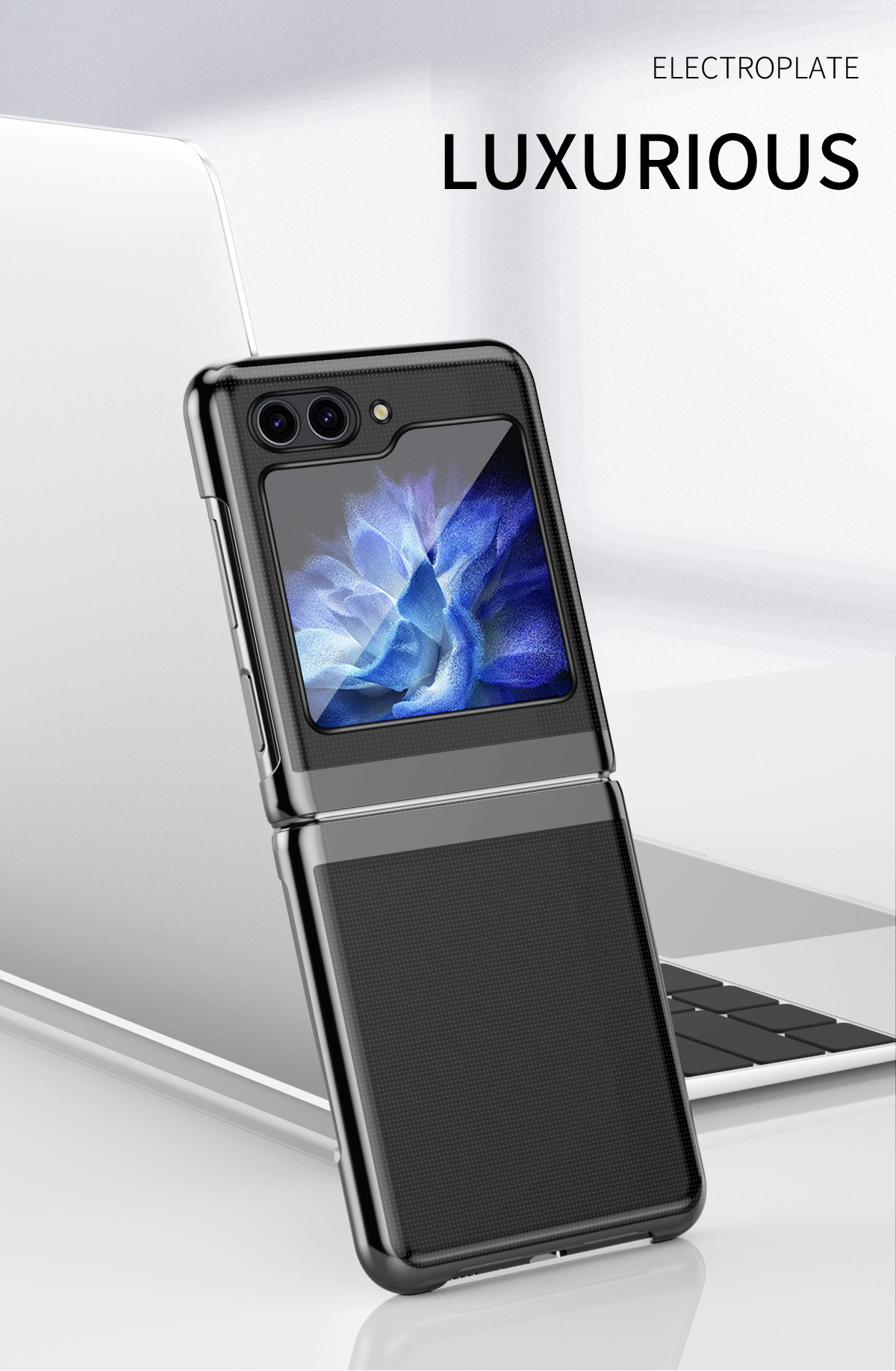 Compatible with Samsung Z Flip 8/7 phone case, 6/5 electroplated phantom transparent high-definition 4/3 ultra-thin shockproof protective case