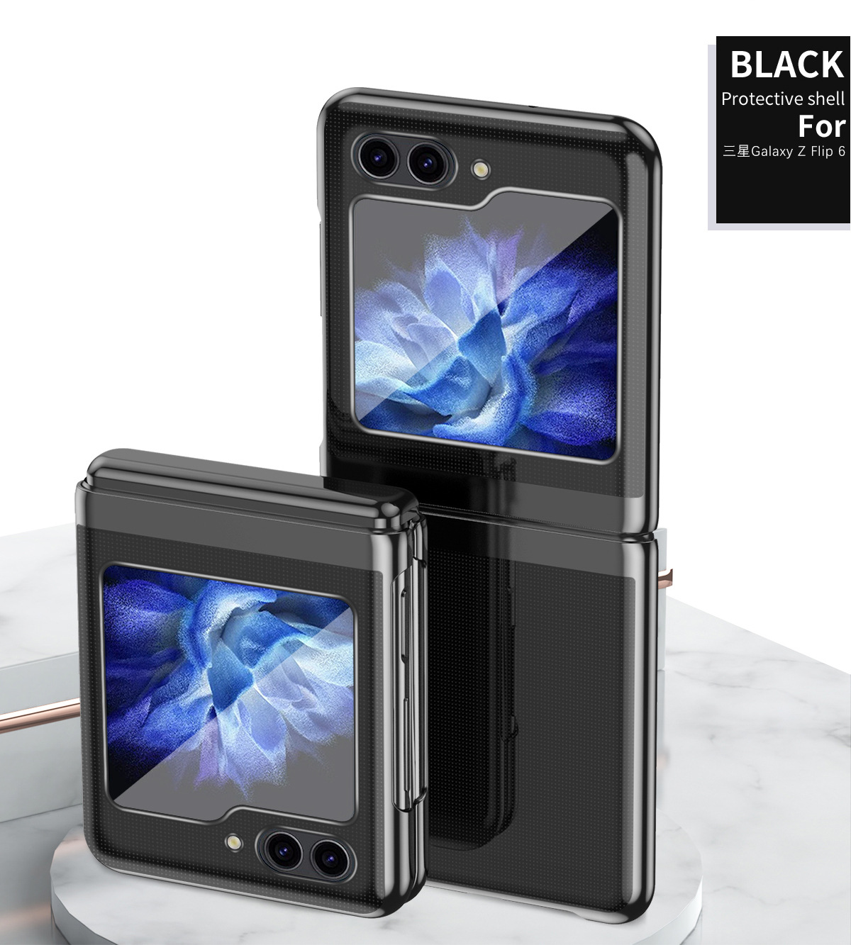 Compatible with Samsung Z Flip 8/7 phone case, 6/5 electroplated phantom transparent high-definition 4/3 ultra-thin shockproof protective case