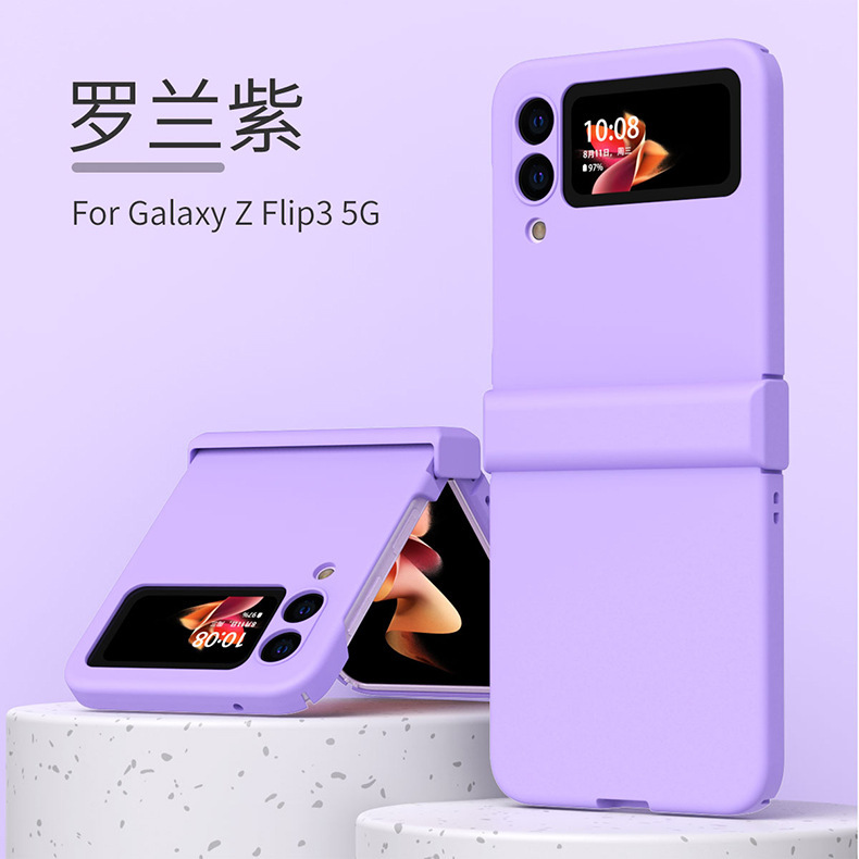 Transparent solid color macaron hinge protective case for Samsung Z Flip 5/4/3 foldable phones.